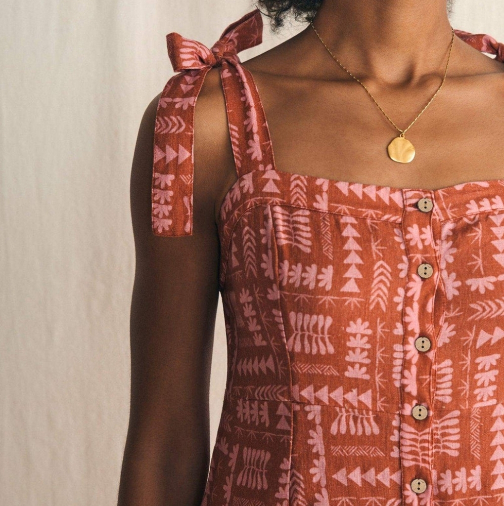 Faherty x Anna Kahalekulu Kendall Dress - Red Naupaka